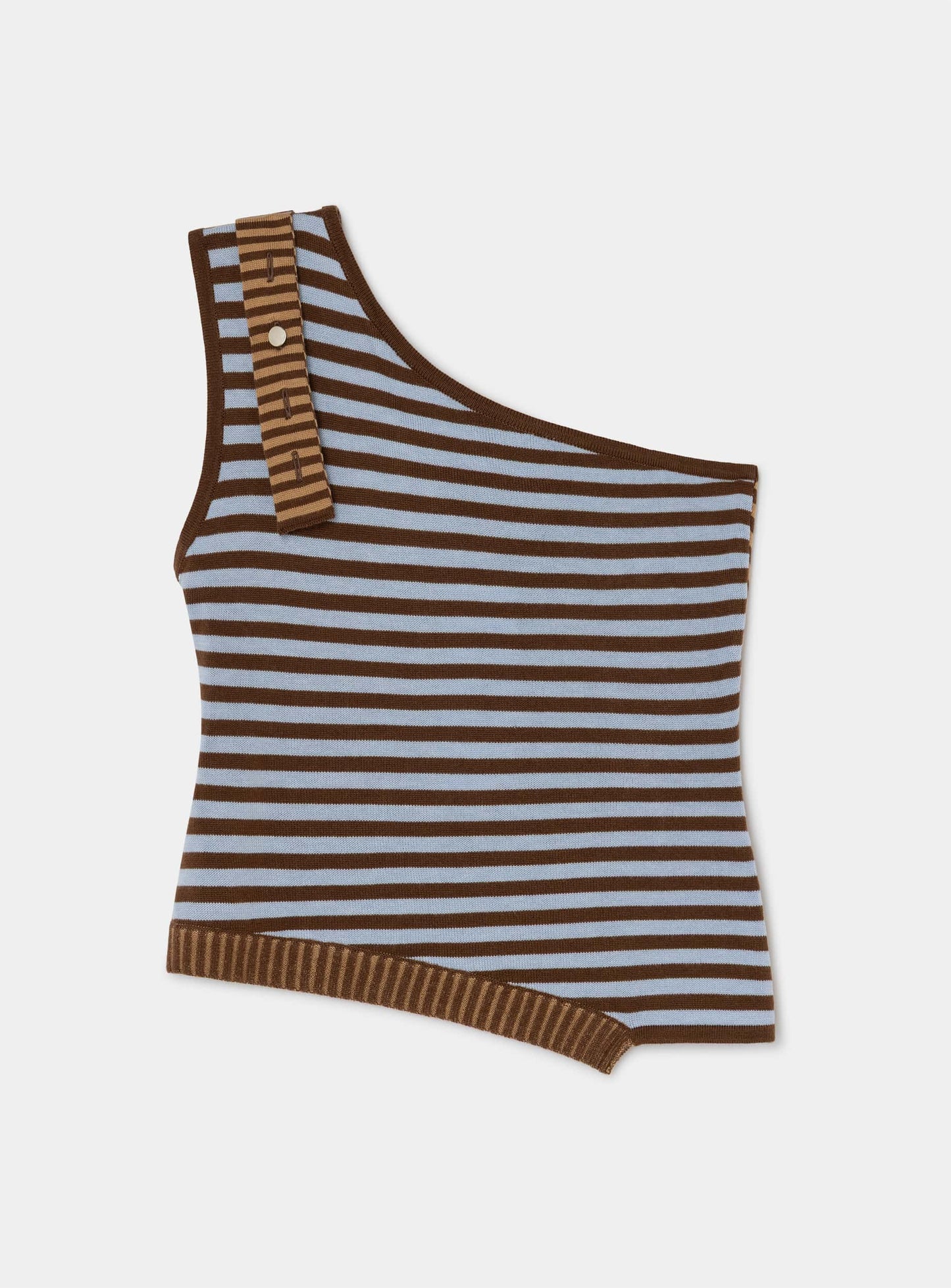 ANISE STRIPED BROWN ASYMMETRIC TOP