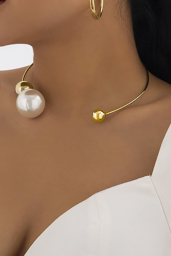 Collar Perlas Metal