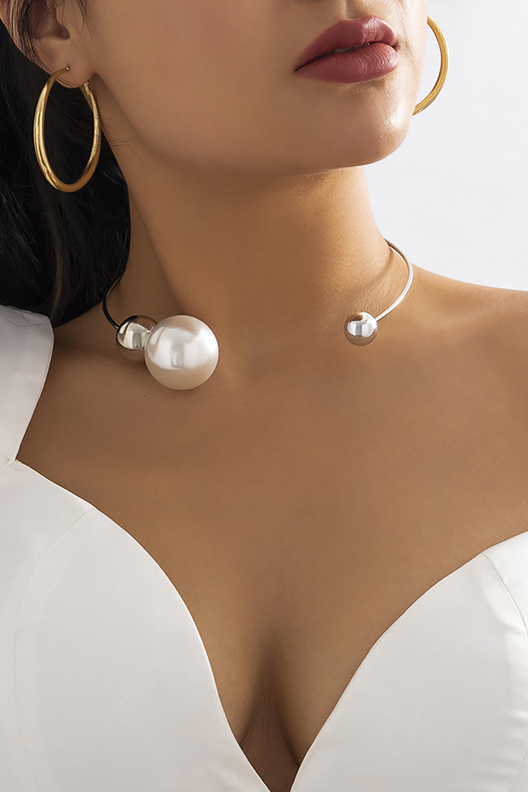 Collar Perlas Metal