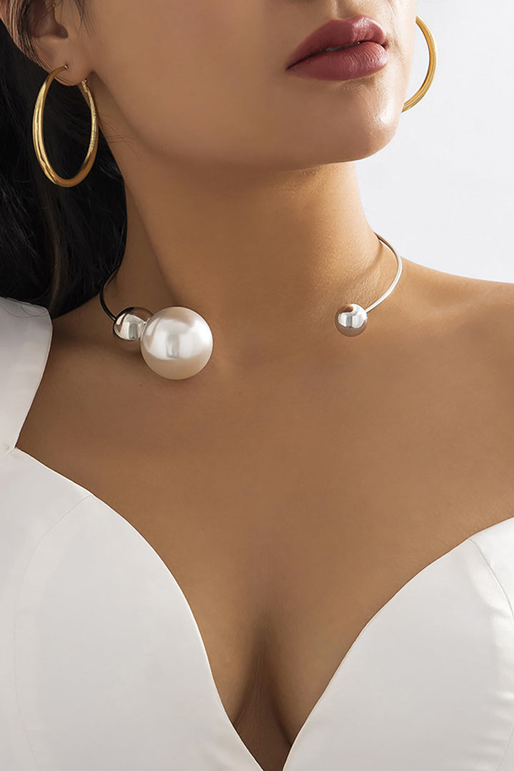 Collar Perlas Metal