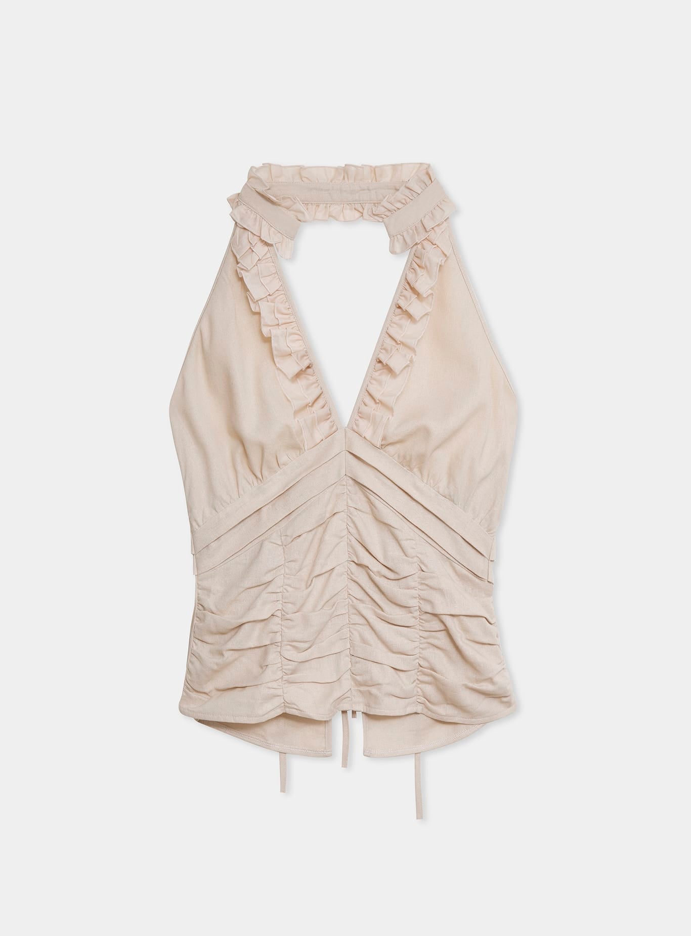 DORA ECRU RUCHED LINEN TOP