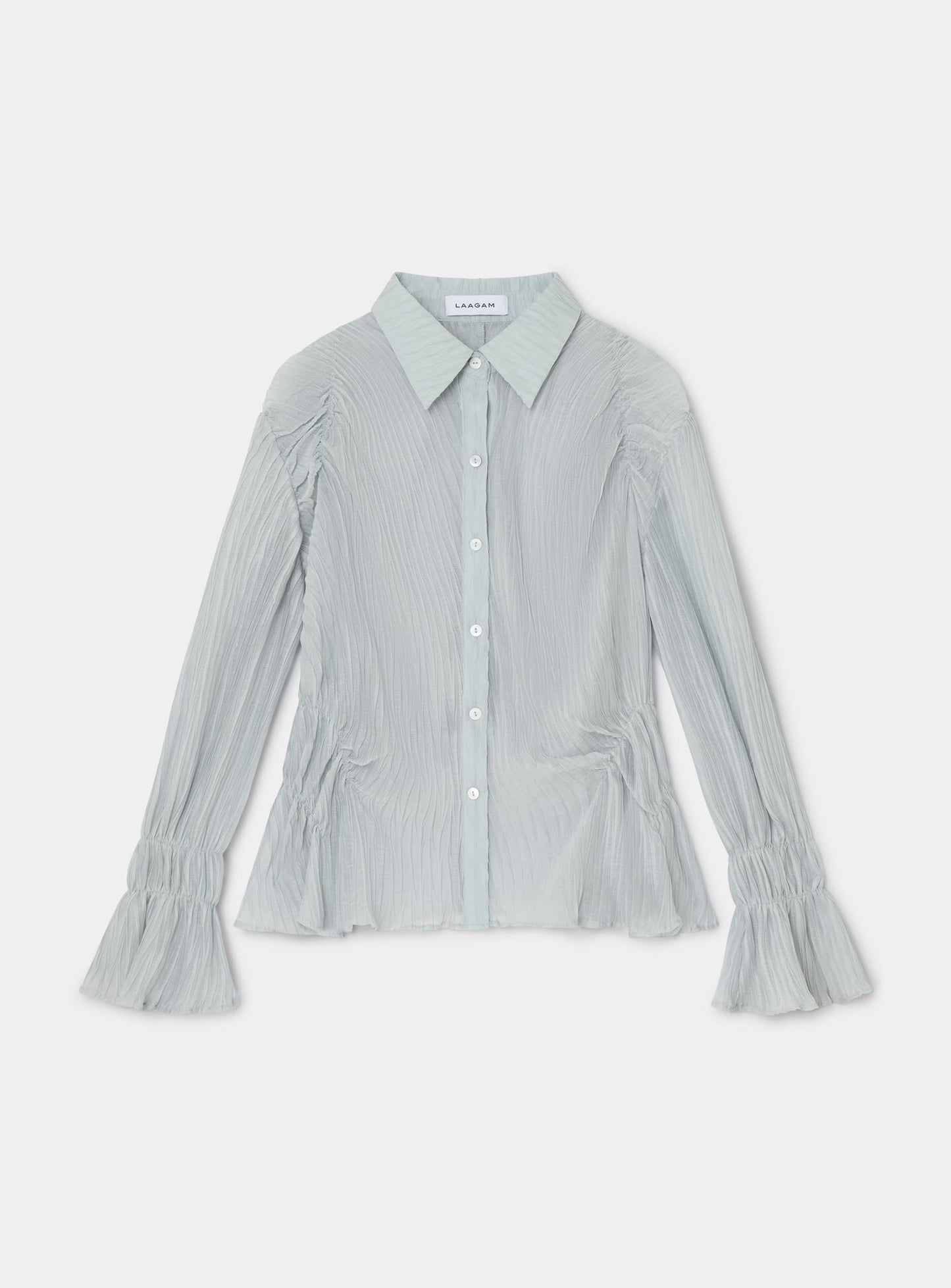 NAELIA LIGHT BLUE RUCHED SHIRT