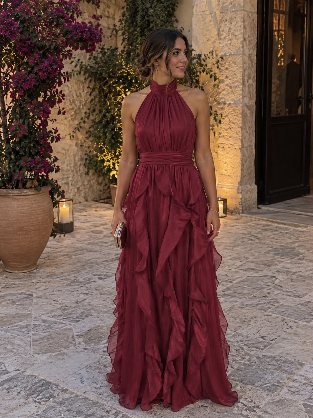 Cascade — Vestido Maxi de Fiesta con Volantes en Cascada | Luna Ferrer