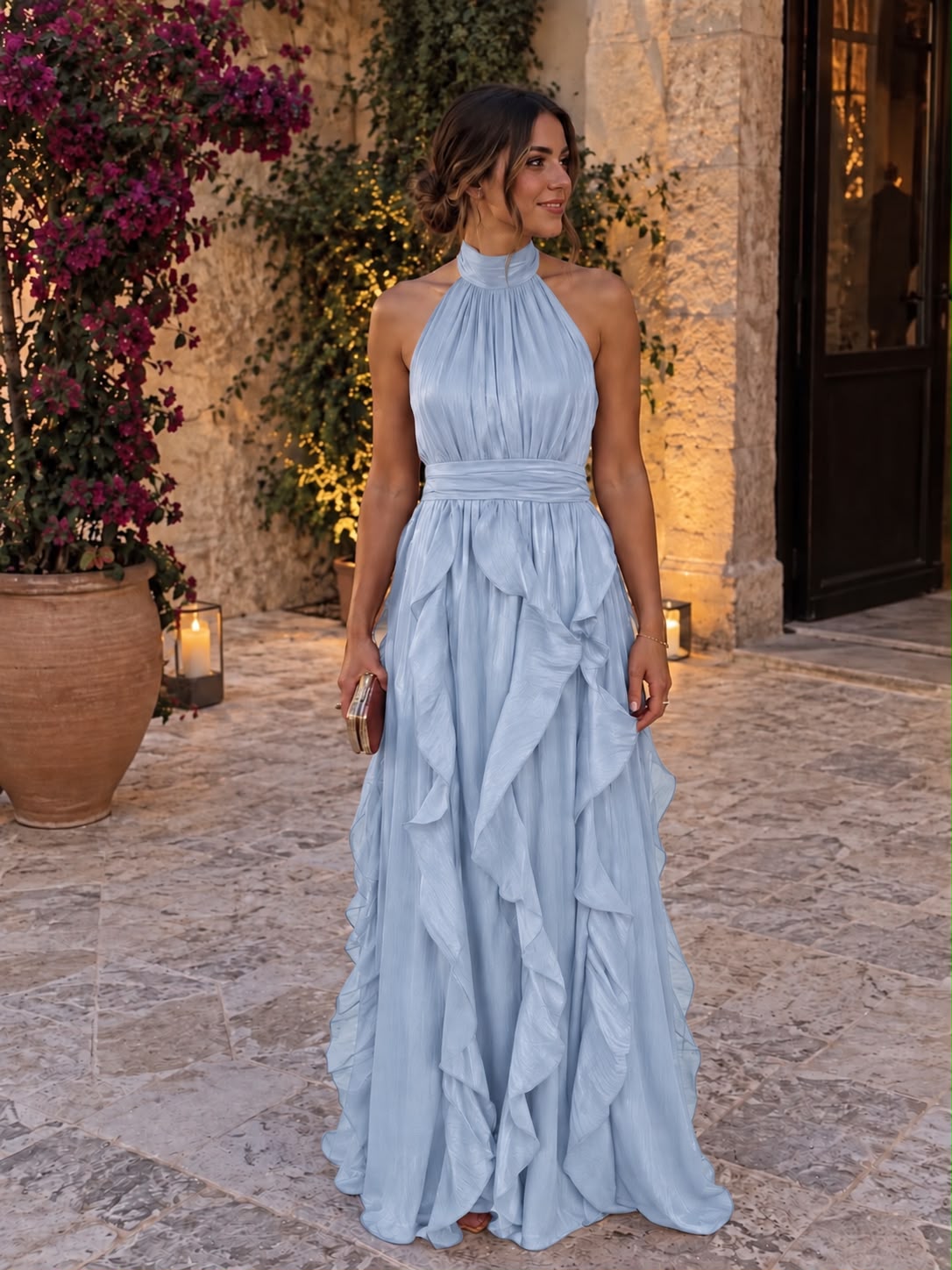 Cascade — Vestido Maxi de Fiesta con Volantes en Cascada | Luna Ferrer