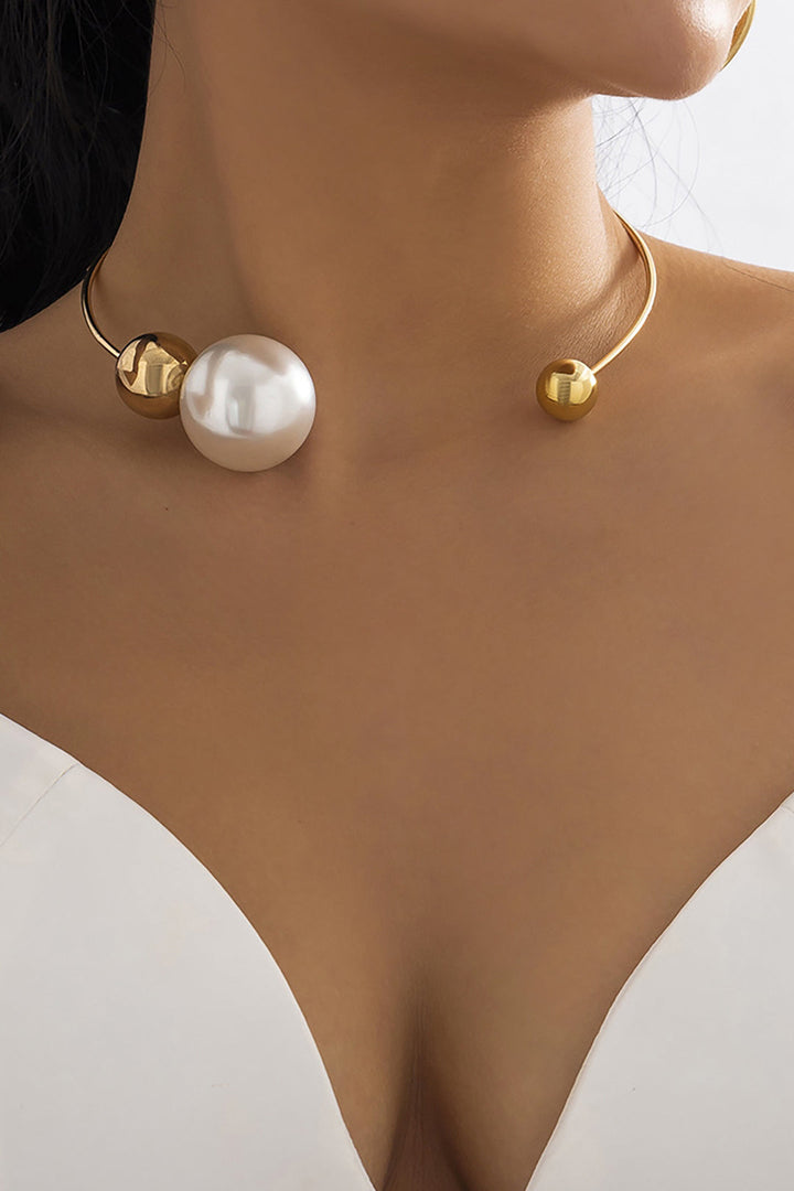 Collar Perlas Metal