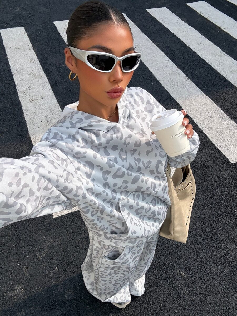 Muchica Women's Light Grey Autumn Thermal Lined Hoodie And Relaxed Fit Sweatpants Set,Casual Lounge Streetwear,Back To School Outfits,Holiday Outfits