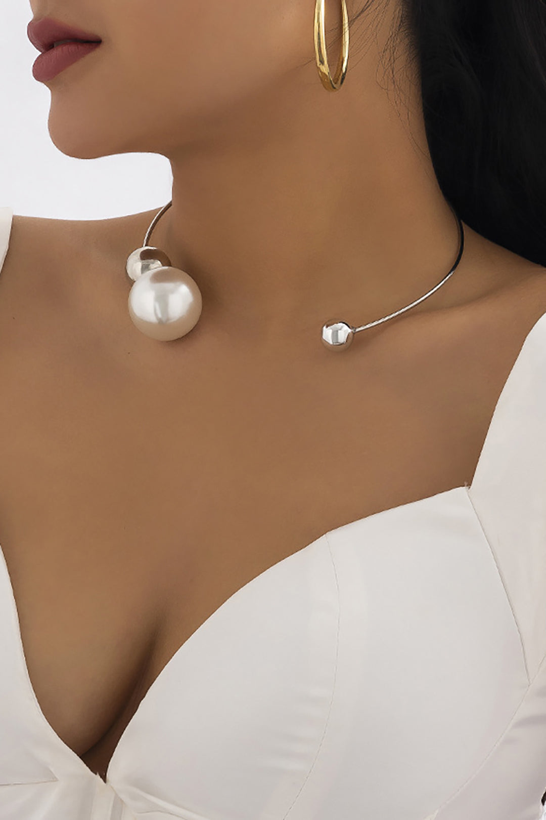 Collar Perlas Metal