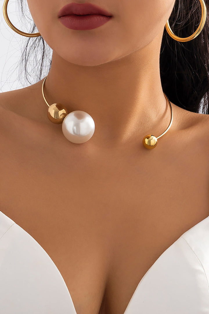 Collar Perlas Metal