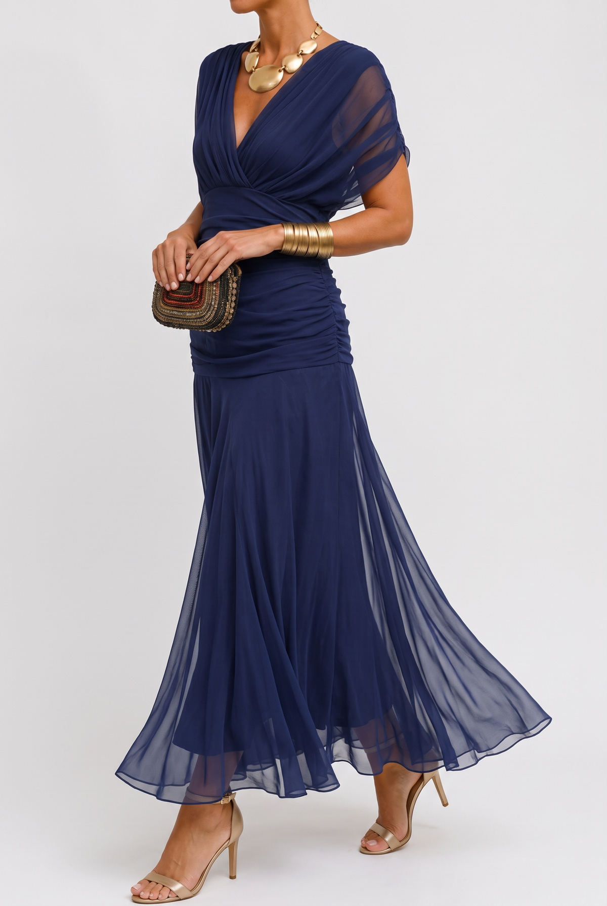 Mikaela Off-Shoulder Gown - Azul marino - pose
