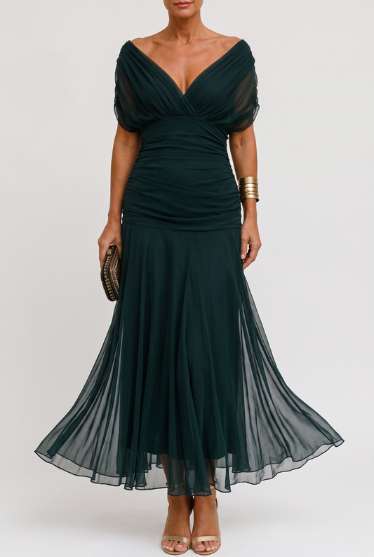 Mikaela Off-Shoulder Gown - Verde oscuro - outfit