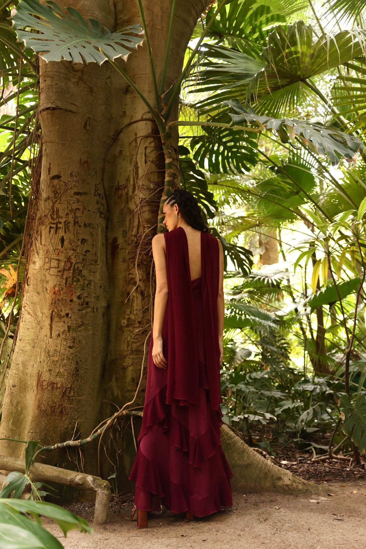 Nila Burgundy Dress