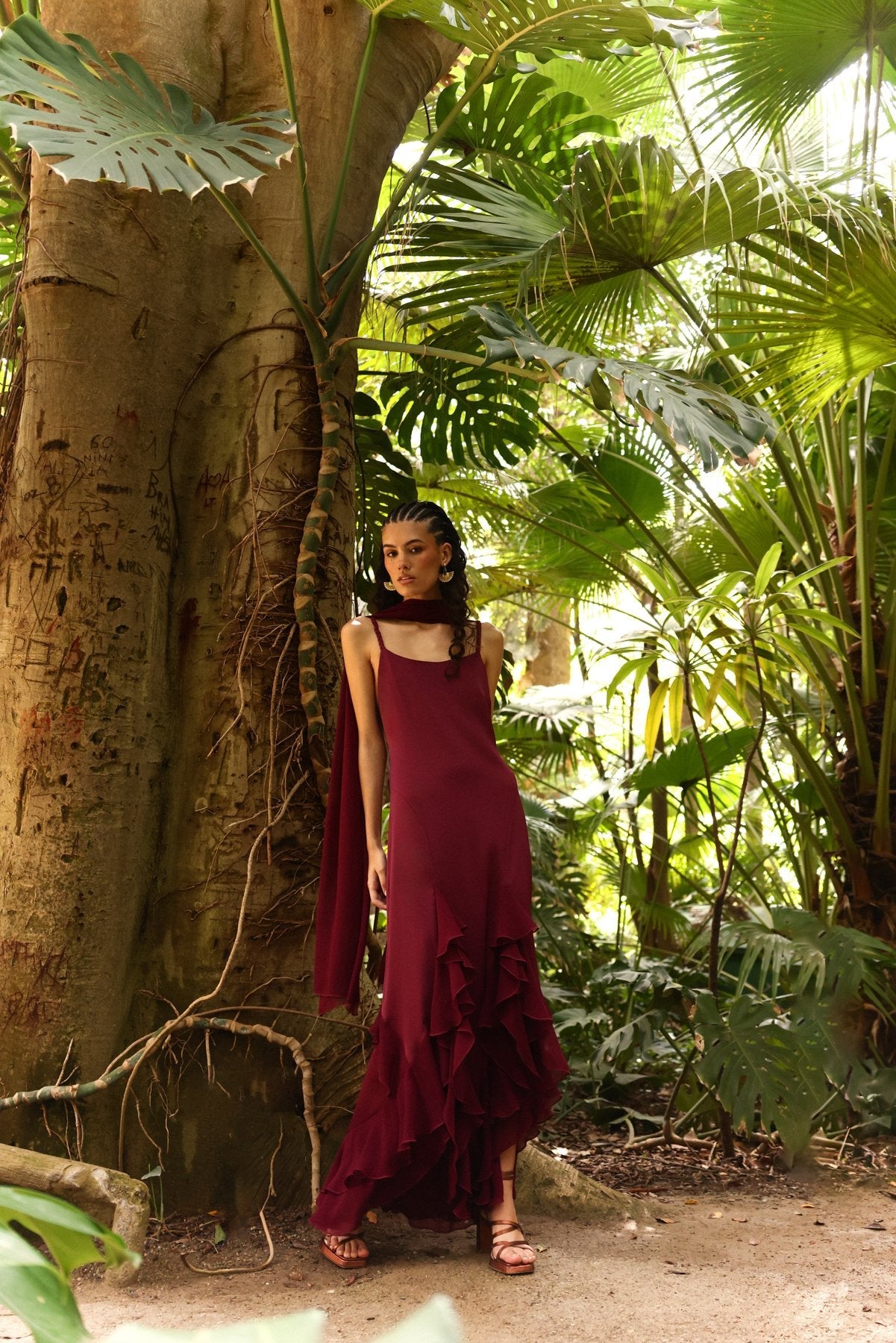 Nila Burgundy Dress