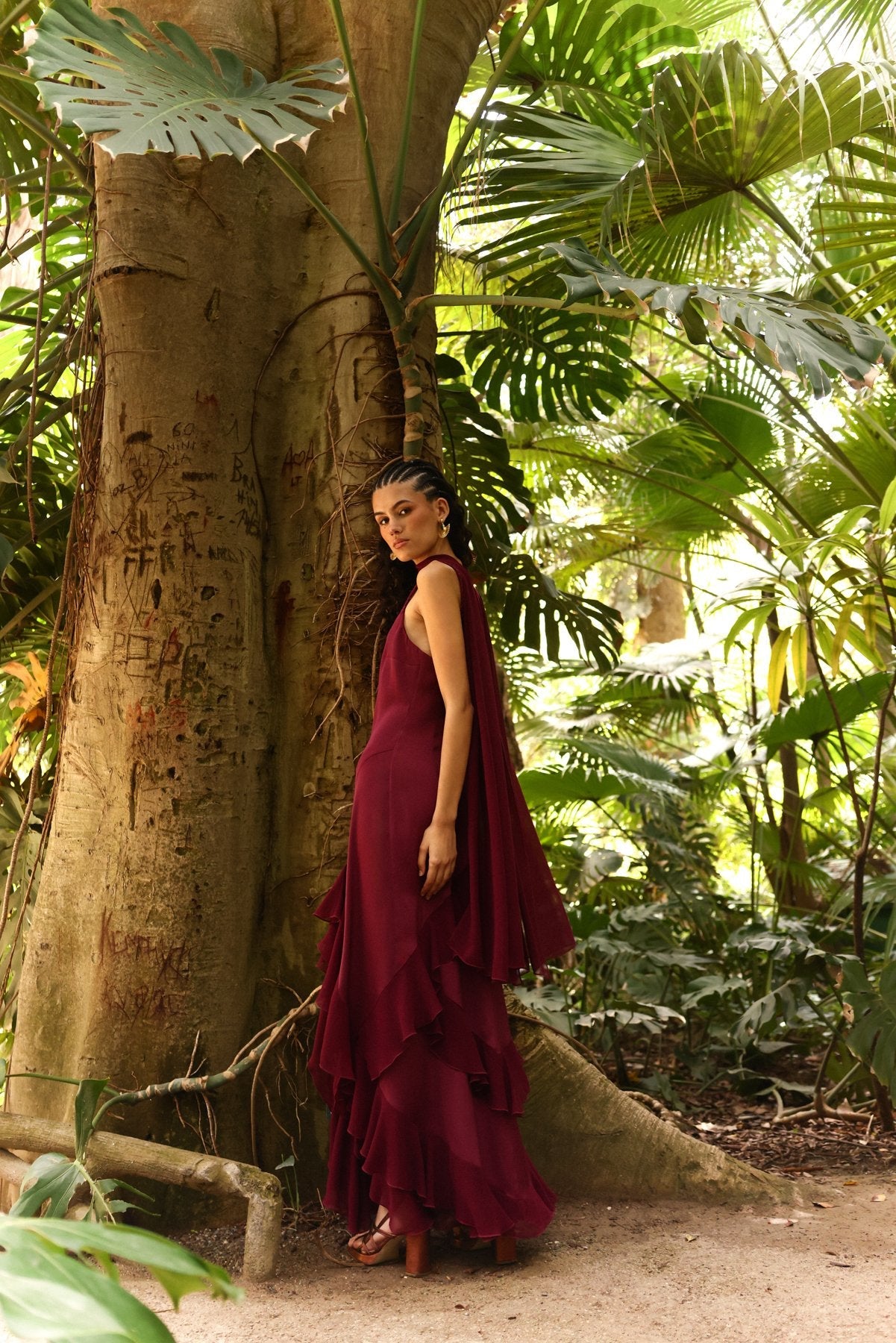 Nila Burgundy Dress