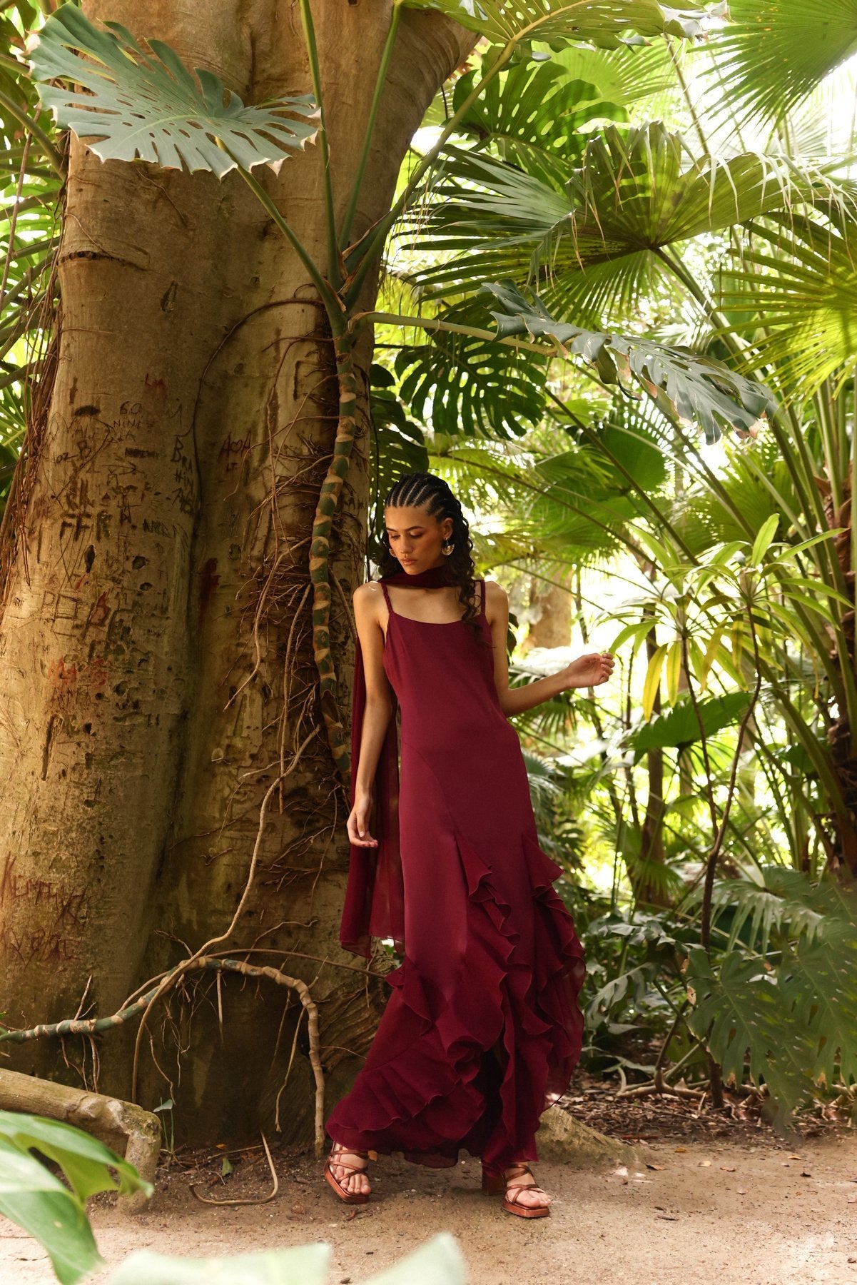 Nila Burgundy Dress